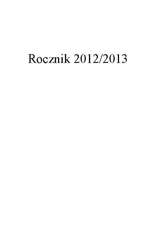 Rocznik 2012/2013 