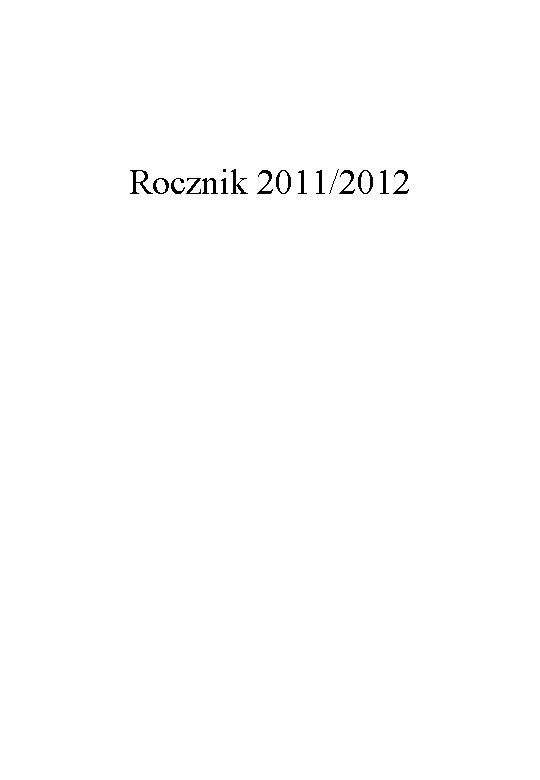 Rocznik 2011/2012 