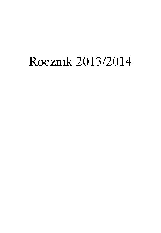 Rocznik 2013/2014 