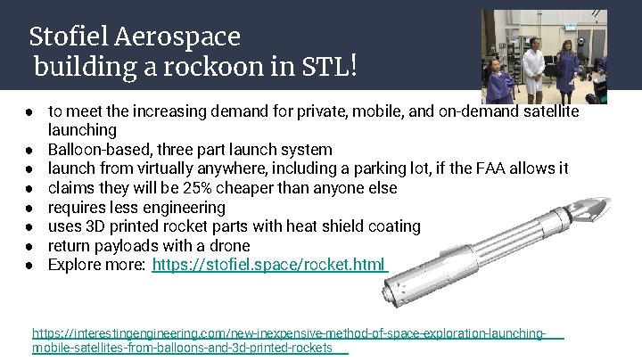 Stofiel Aerospace building a rockoon in STL! ● to meet the increasing demand for