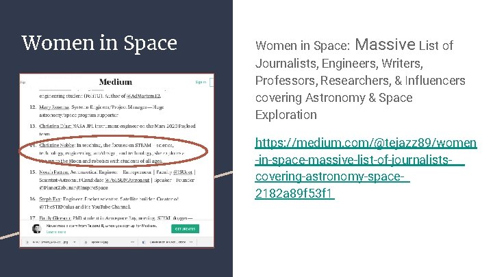 Women in Space: Massive List of Journalists, Engineers, Writers, Professors, Researchers, & Influencers covering