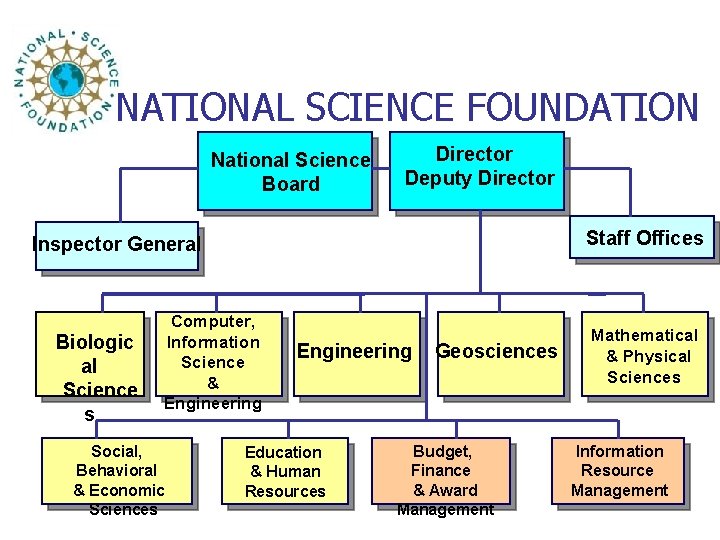 NATIONAL SCIENCE FOUNDATION National Science Board Director Deputy Director Staff Offices Inspector General Biologic
