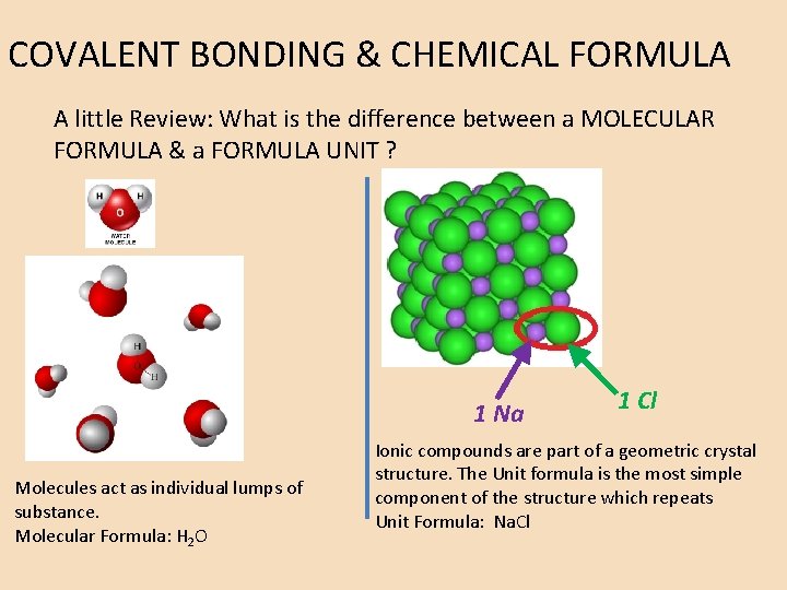 COVALENT BONDING & CHEMICAL FORMULA A little Review: What is the difference between a