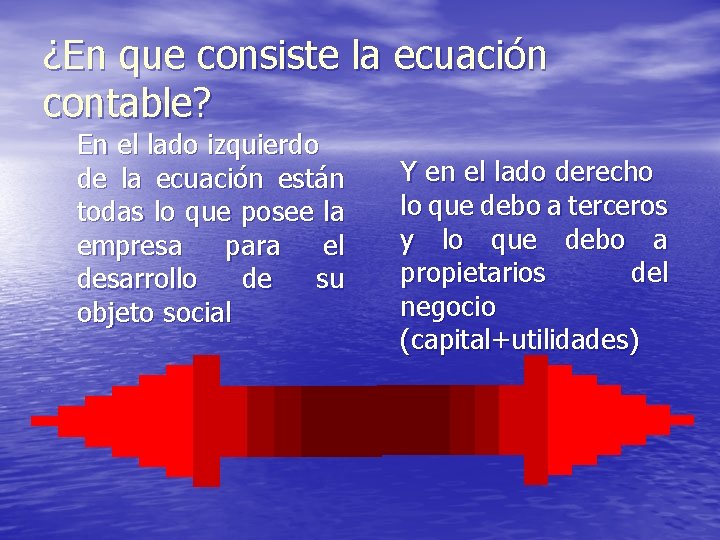 ¿En que consiste la ecuación contable? En el lado izquierdo de la ecuación están