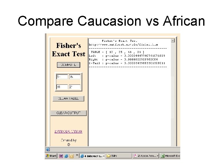 Compare Caucasion vs African 