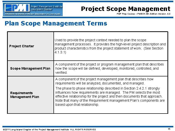 Project Scope Management PMP Prep Course – PMBOK 4 th Edition Version 4. 0
