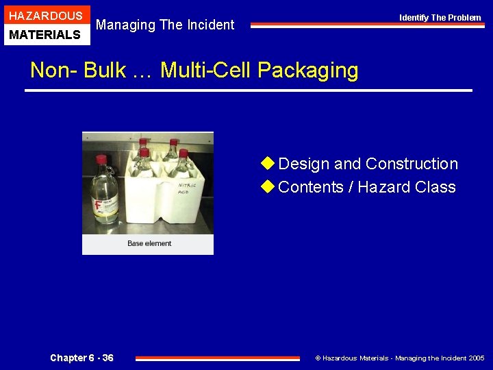 HAZARDOUS MATERIALS Identify The Problem Managing The Incident Non- Bulk … Multi-Cell Packaging u