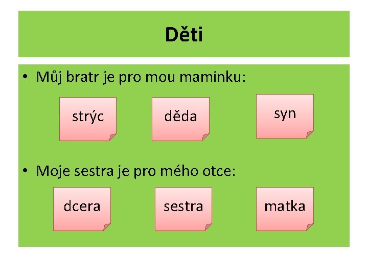 Děti • Můj bratr je pro mou maminku: strýc děda syn • Moje sestra