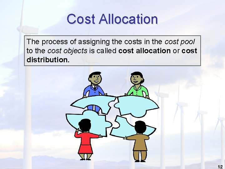 Cost Allocation The process of assigning the costs in the cost pool to the