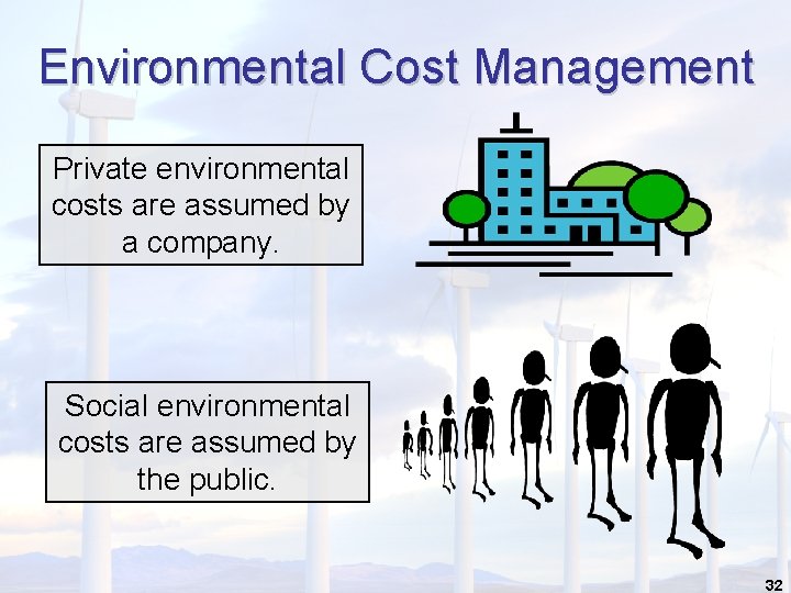 Environmental Cost Management Private environmental costs are assumed by a company. Social environmental costs