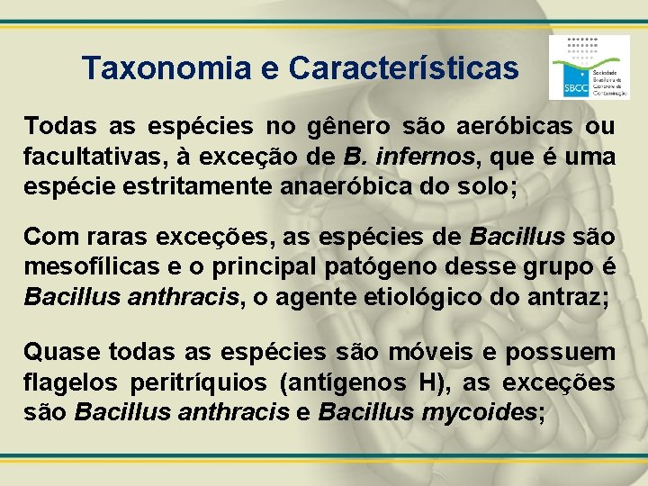 Taxonomia e Características Todas as espécies no gênero são aeróbicas ou facultativas, à exceção