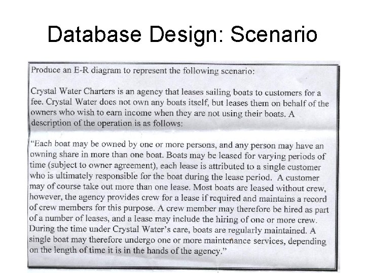 Database Design: Scenario 