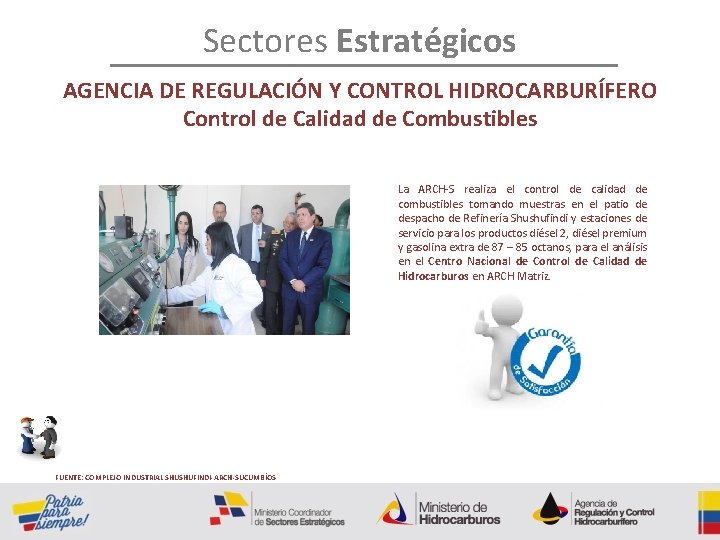 Sectores Estratégicos AGENCIA DE REGULACIÓN Y CONTROL HIDROCARBURÍFERO Control de Calidad de Combustibles La