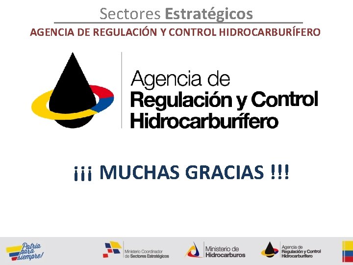 Sectores Estratégicos AGENCIA DE REGULACIÓN Y CONTROL HIDROCARBURÍFERO ¡¡¡ MUCHAS GRACIAS !!! 