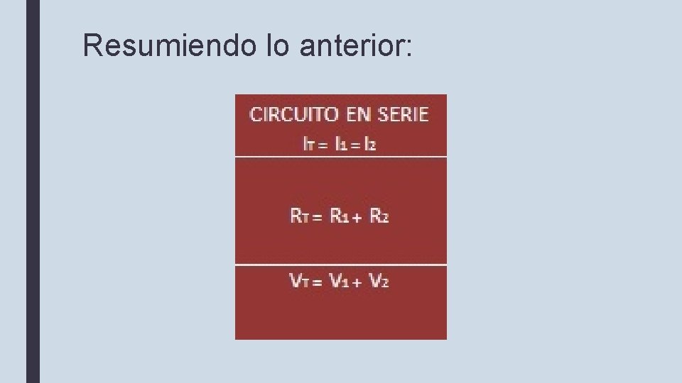 Resumiendo lo anterior: 