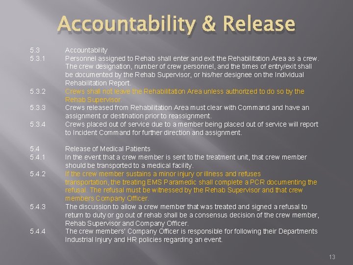 Accountability & Release 5. 3. 1 5. 3. 2 5. 3. 3 5. 3.