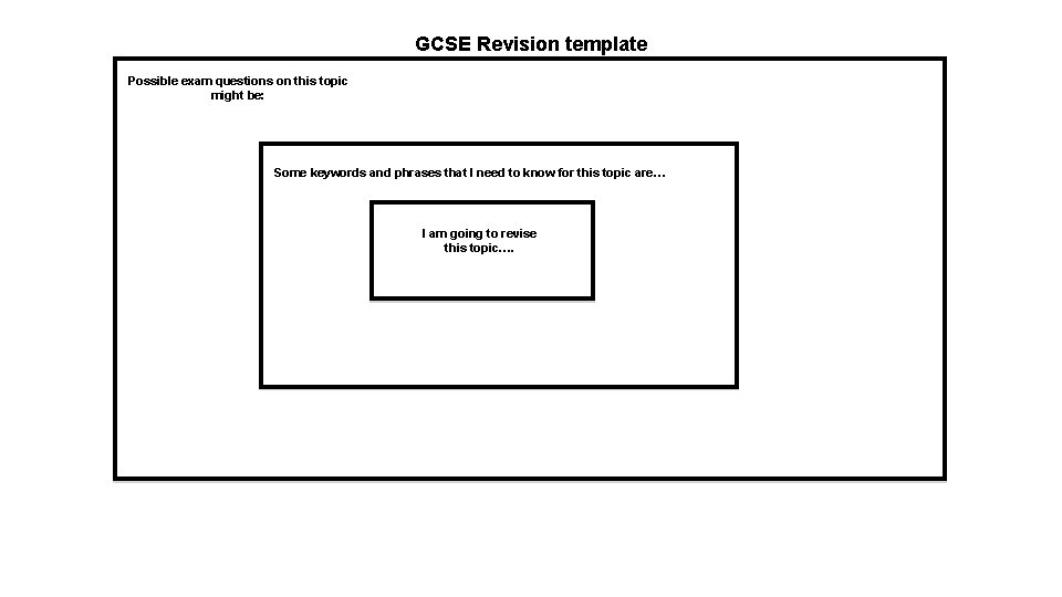 GCSE Revision template Possible exam questions on this topic might be: Some keywords and