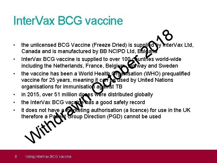 Inter. Vax BCG vaccine • • • n w a r d ti h