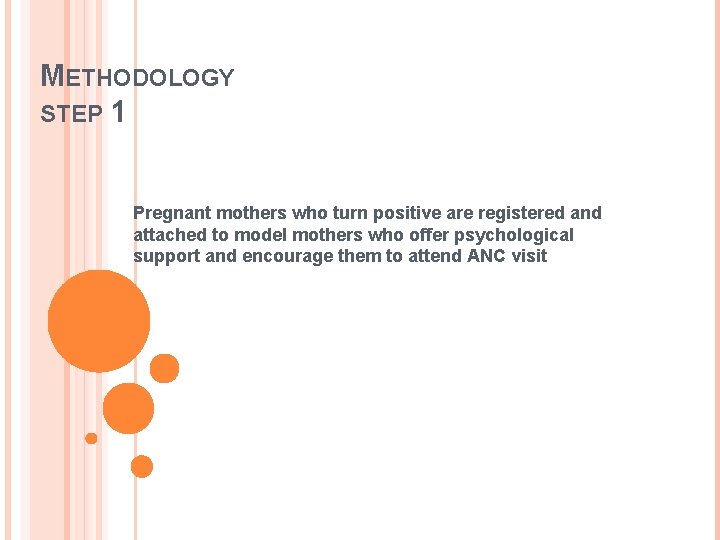 METHODOLOGY STEP 1 Pregnant mothers who turn positive are registered and attached to model