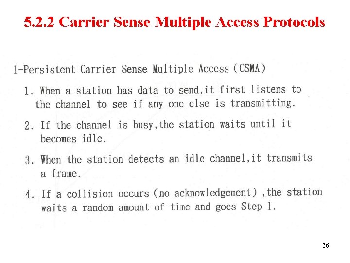 5. 2. 2 Carrier Sense Multiple Access Protocols 36 