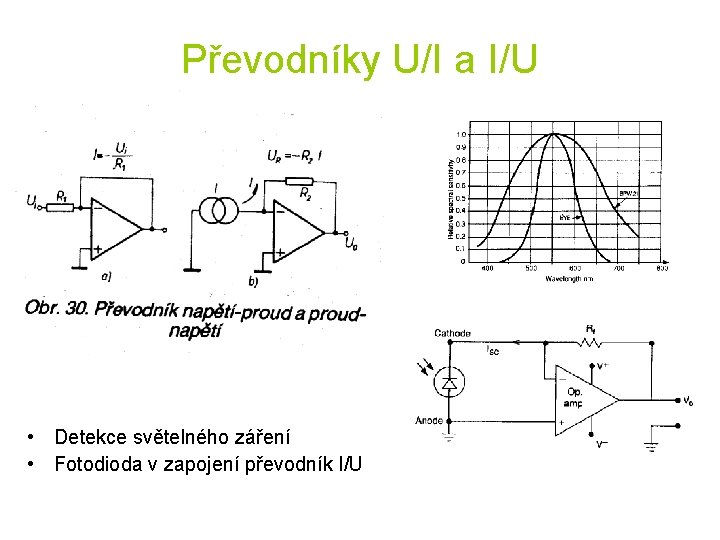 Převodníky U/I a I/U • Detekce světelného záření • Fotodioda v zapojení převodník I/U