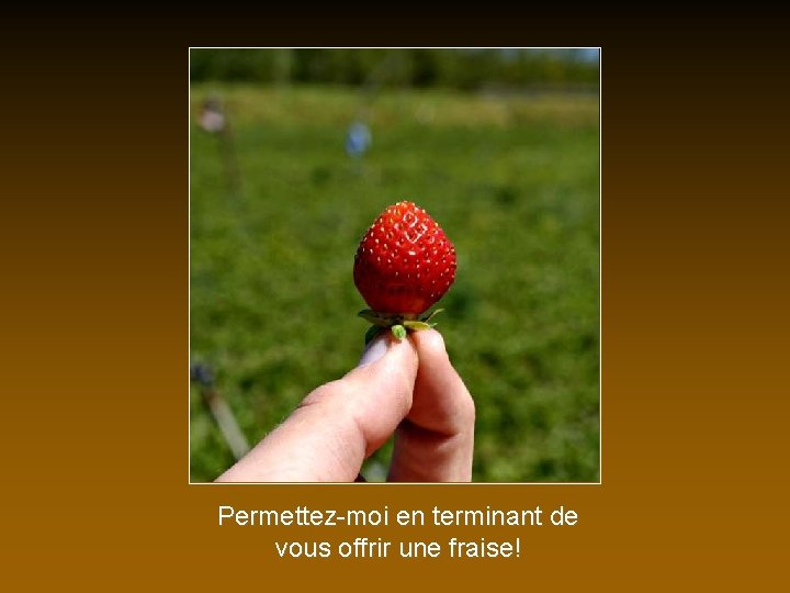 Permettez-moi en terminant de vous offrir une fraise! 