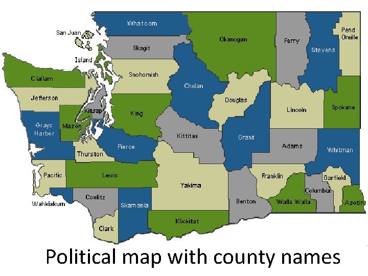 Political map with county names 