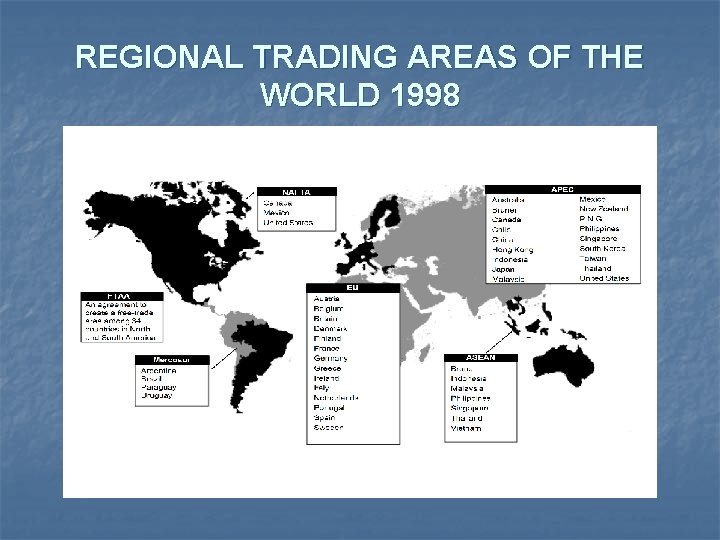 REGIONAL TRADING AREAS OF THE WORLD 1998 