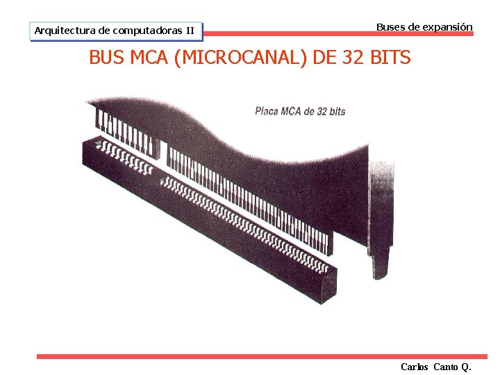 Arquitectura de computadoras II Buses de expansión BUS MCA (MICROCANAL) DE 32 BITS Carlos