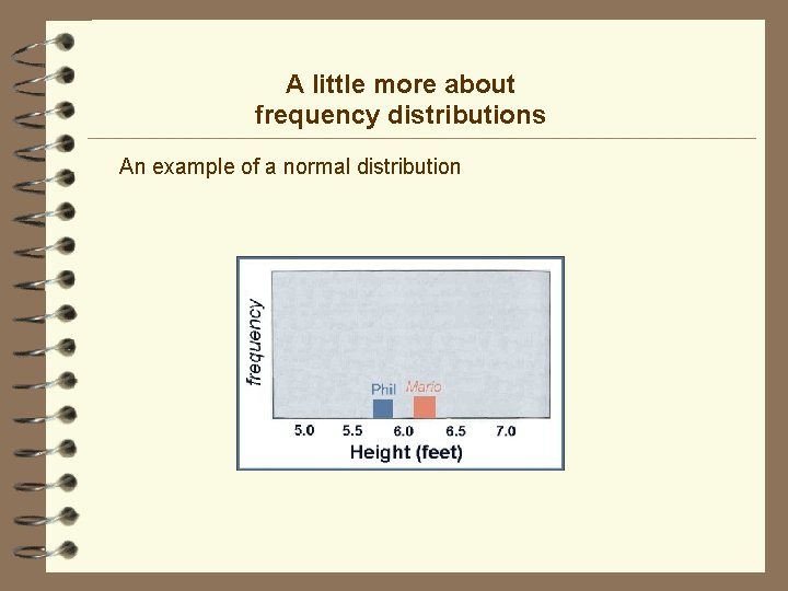 A little more about frequency distributions An example of a normal distribution 