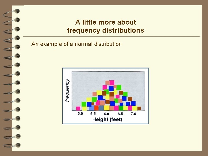 A little more about frequency distributions An example of a normal distribution 