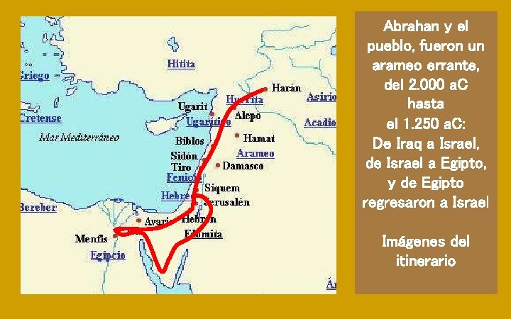 Abrahan y el pueblo, fueron un arameo errante, del 2. 000 a. C hasta