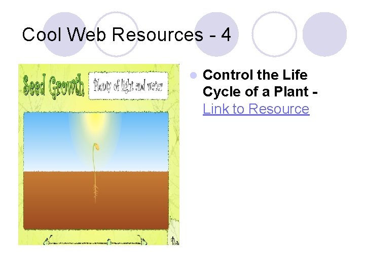 Cool Web Resources - 4 l Control the Life Cycle of a Plant -