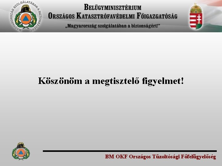 Köszönöm a megtisztelő figyelmet! BM OKF Országos Tűzoltósági Főfelügyelőség 