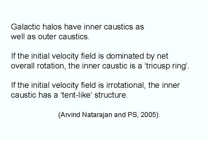 Galactic halos have inner caustics as well as outer caustics. If the initial velocity