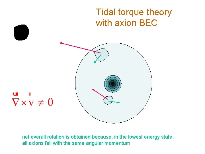 Tidal torque theory with axion BEC net overall rotation is obtained because, in the