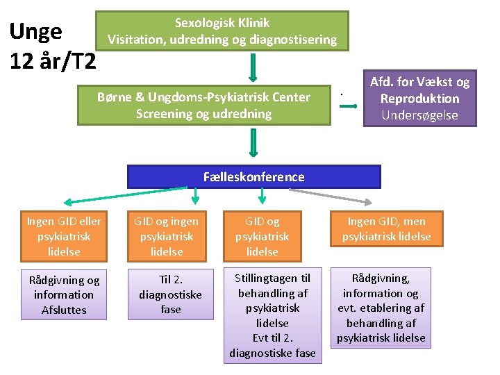 Sexologisk Klinik Visitation, udredning og diagnostisering Unge 12 år/T 2 Børne & Ungdoms-Psykiatrisk Center Sexologisk Klinik Visitation, udredning og diagnostisering Unge 12 år/T 2 Børne & Ungdoms-Psykiatrisk Center