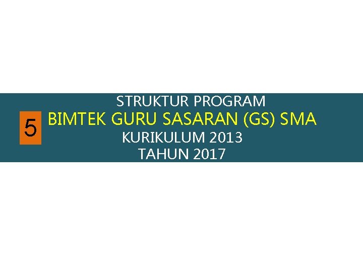 STRUKTUR PROGRAM 5 BIMTEK GURU SASARAN (GS) SMA KURIKULUM 2013 TAHUN 2017 