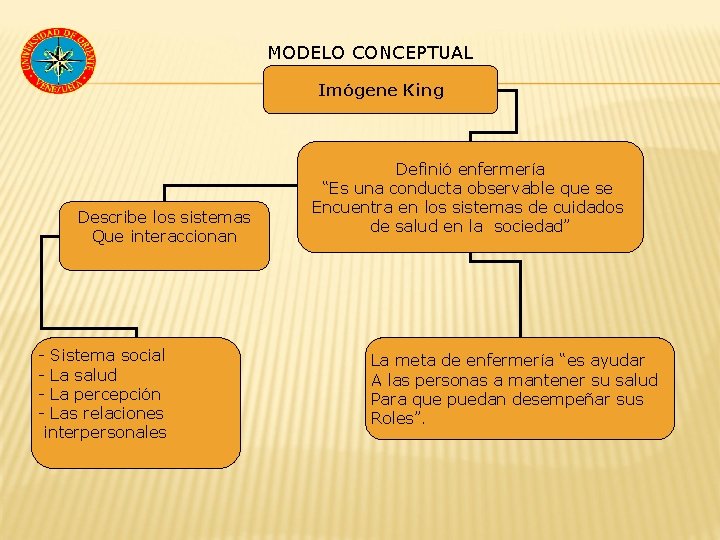 MODELO CONCEPTUAL Imógene King Describe los sistemas Que interaccionan - Sistema social - La