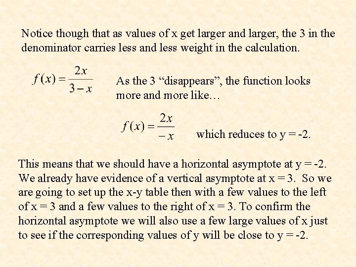 Notice though that as values of x get larger and larger, the 3 in