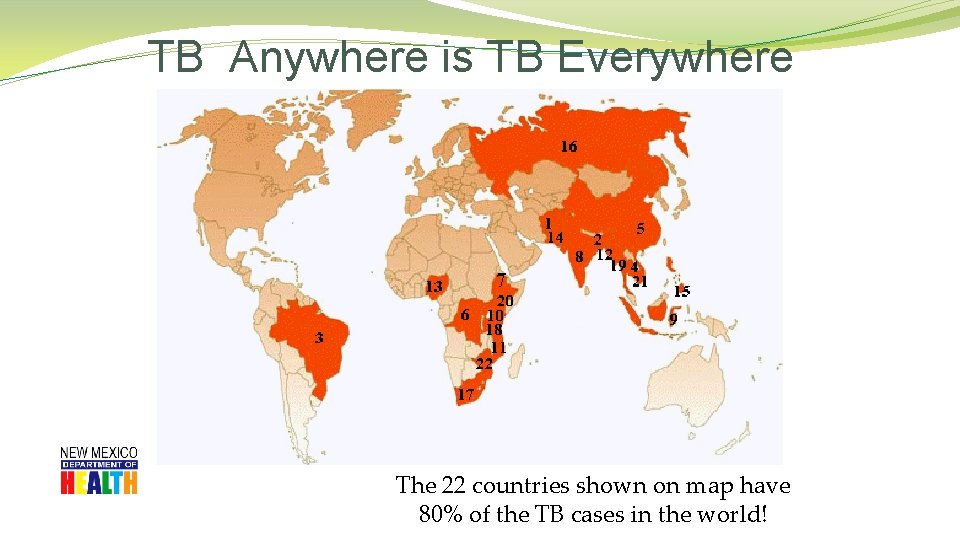 TB Anywhere is TB Everywhere The 22 countries shown on map have 80% of