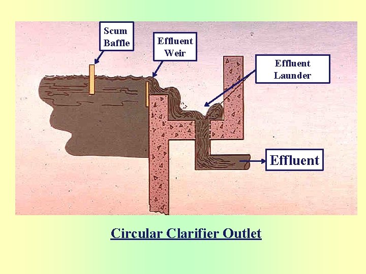 Scum Baffle Effluent Weir Effluent Launder Effluent Circular Clarifier Outlet 