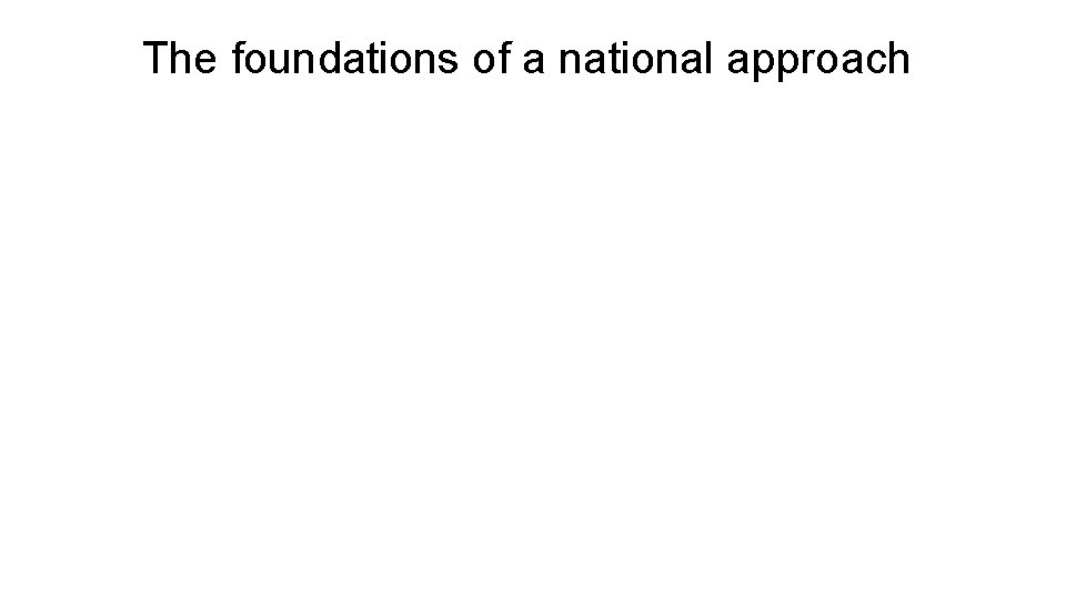 The foundations of a national approach 