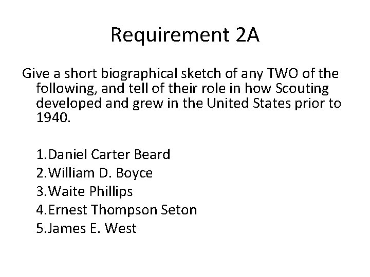 Requirement 2 A Give a short biographical sketch of any TWO of the following,