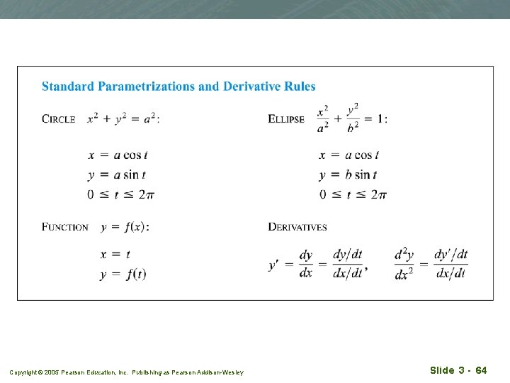 Copyright © 2005 Pearson Education, Inc. Publishing as Pearson Addison-Wesley Slide 3 - 64