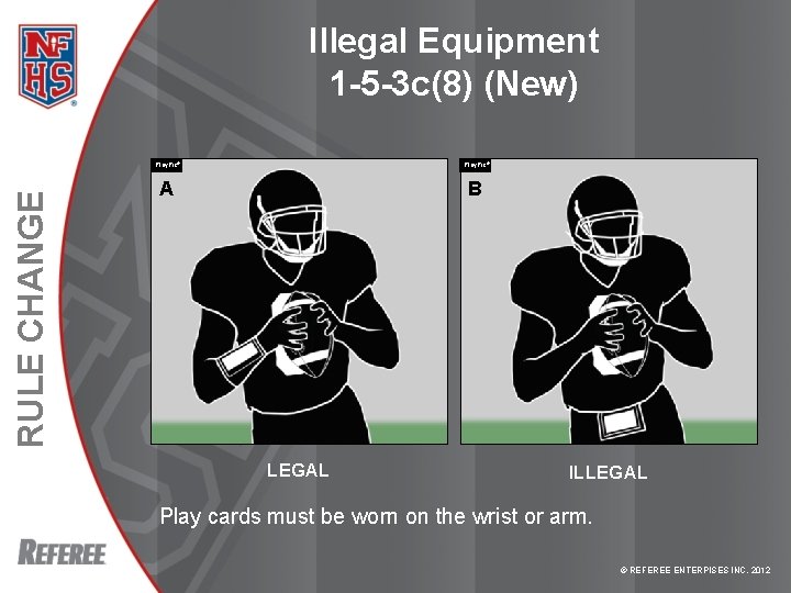 RULE CHANGE Illegal Equipment 1 -5 -3 c(8) (New) Play. Pic® A B LEGAL