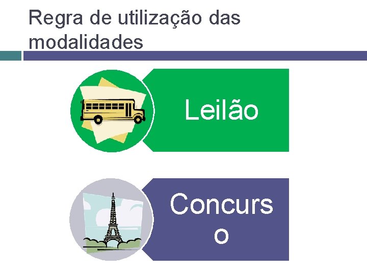 Regra de utilização das modalidades Leilão Concurs o 