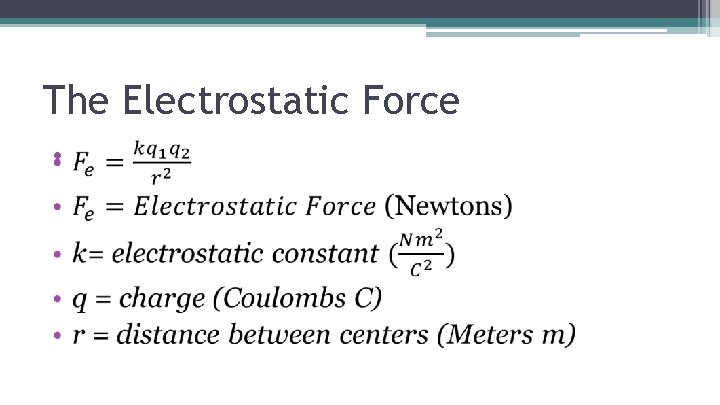 The Electrostatic Force • 