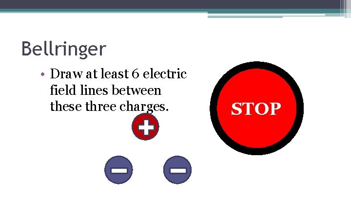 Bellringer • Draw at least 6 electric field lines between these three charges. DO