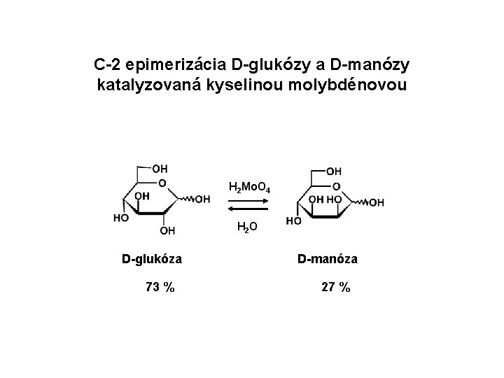 C-2 epimerizácia D-glukózy a D-manózy katalyzovaná kyselinou molybdénovou H 2 Mo. O 4 H